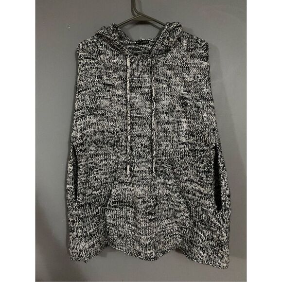 Express Hooded Poncho Mohair Wool Blend Black/White Size S - Picture 3 of 5